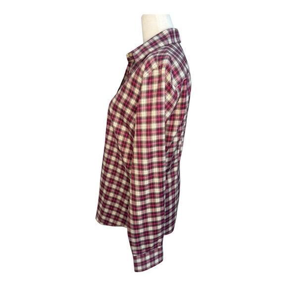 Lands' End Women's Plaid Button-Up Shirt Size 8 Multicolor Long Sleeve‎ No Iron - Picture 2 of 7